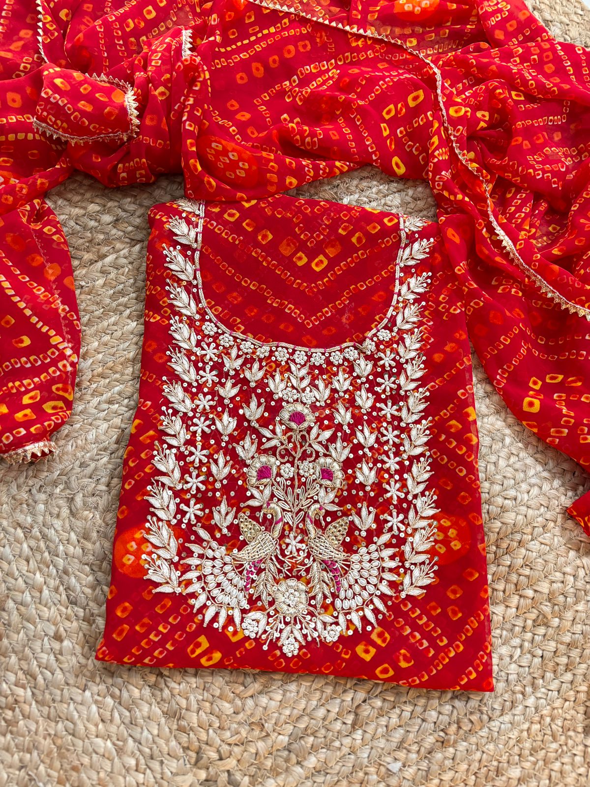 Pure Soft Georgette unstitched suit Zardogi Work With Dupatta