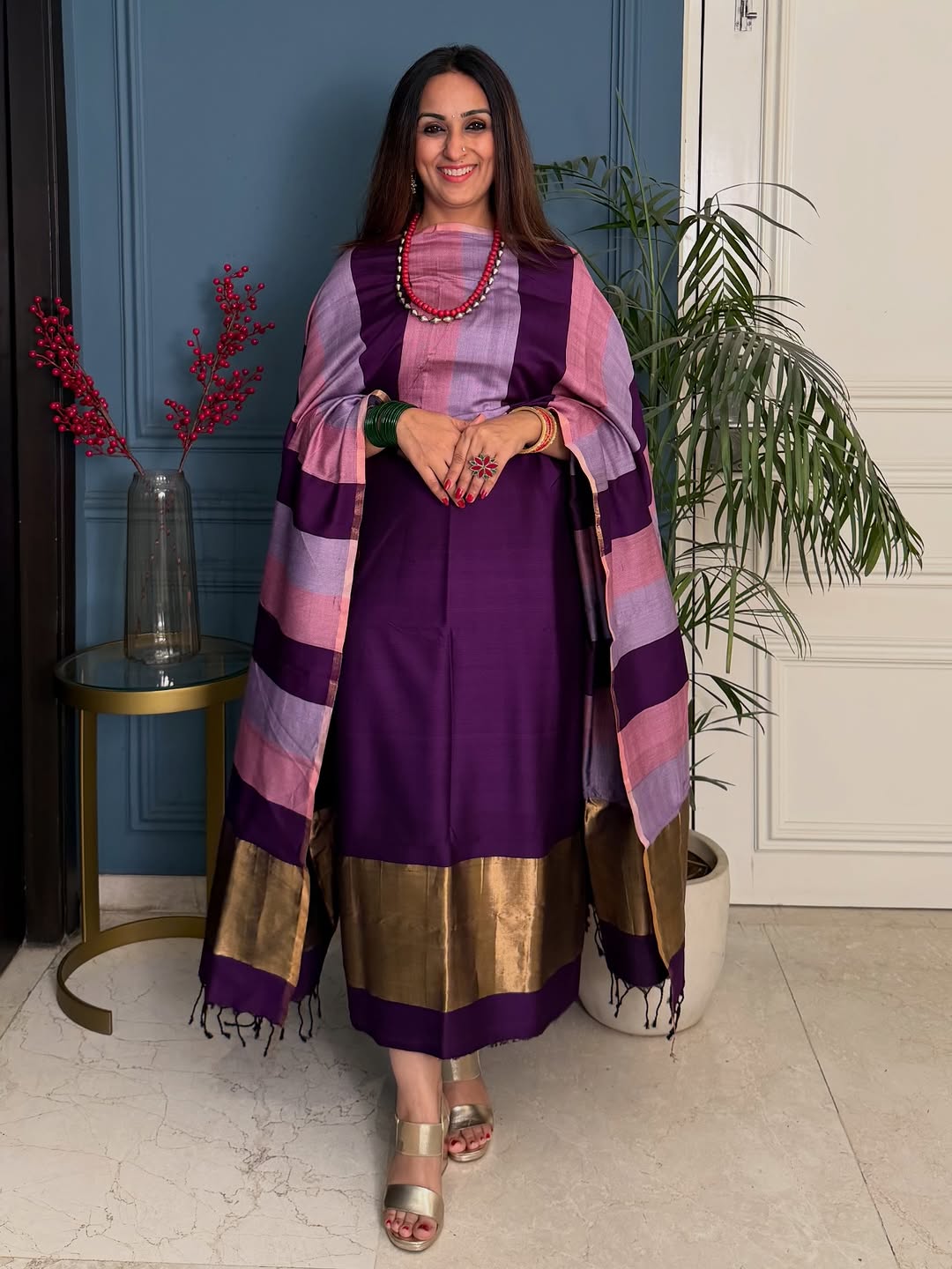Pure Maheswari Silk Cotton Handwoven Unstitch Suit