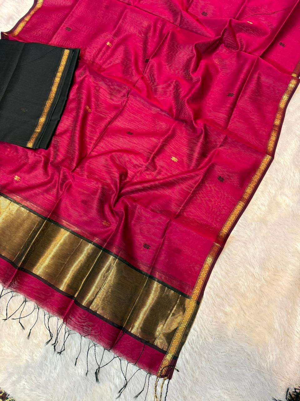 Pure Maheswari Silk Cotton Handwoven Unstitch Suit