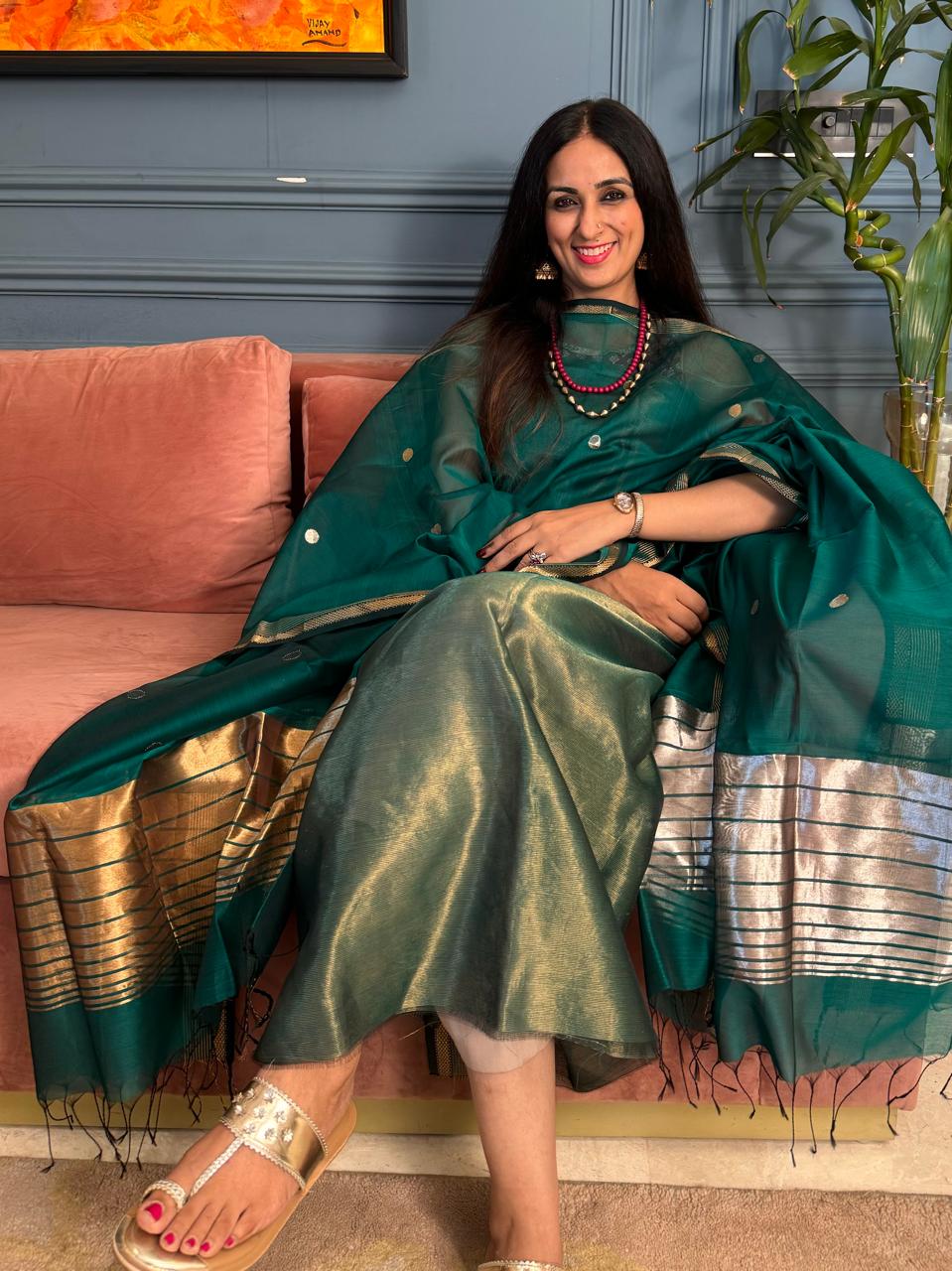 Pure Maheswari Silk Cotton Handwoven Unstitch Suit