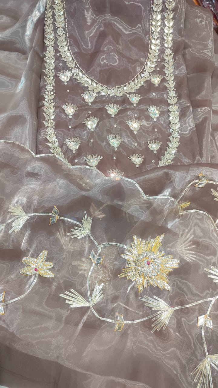 Pure Organza unstitched Suit With Gota Pati Work Dupatta