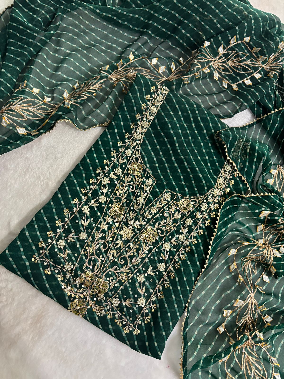 Pure Soft Georgette unstitched suit Zardogi Work With Dupatta