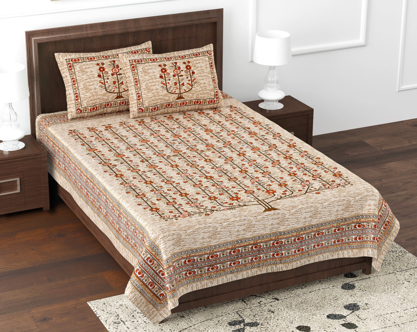 Pure Cotton Digital Print Single Bed Bedsheet With Pillow Cover