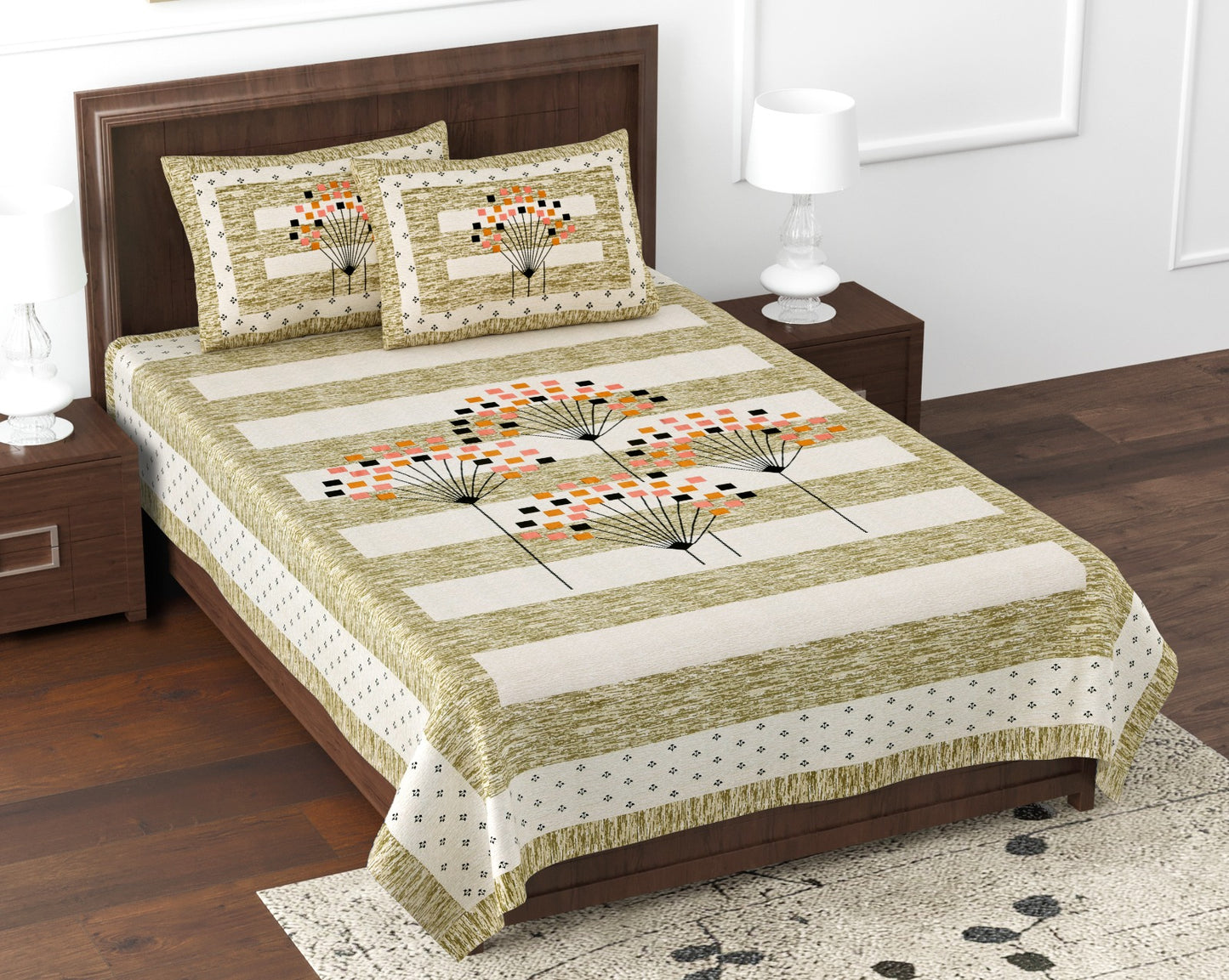 Pure Cotton Digital Print Single Bed Bedsheet With Pillow Cover