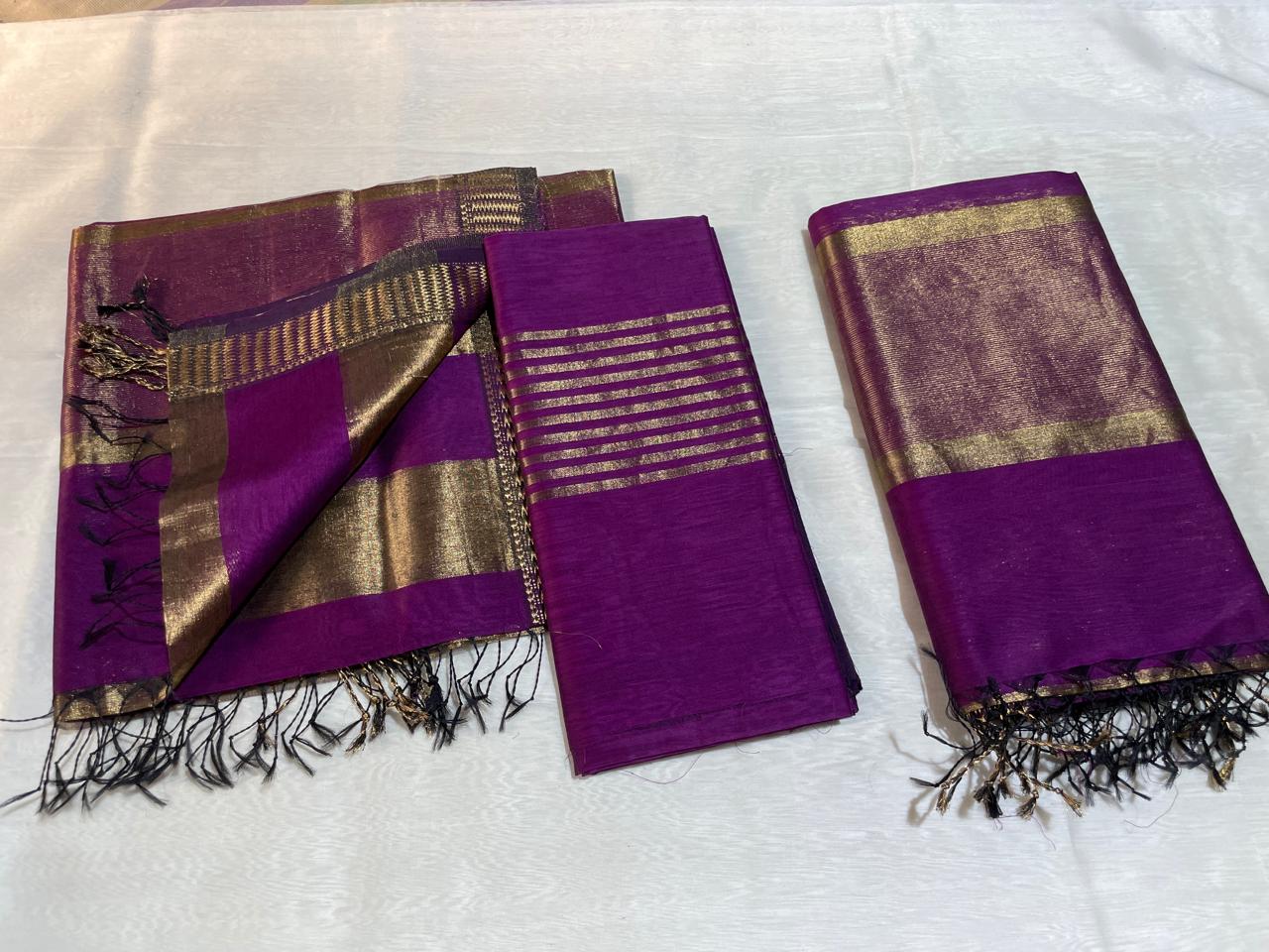 Pure Maheswari Silk Cotton Handwoven Unstitch Suit