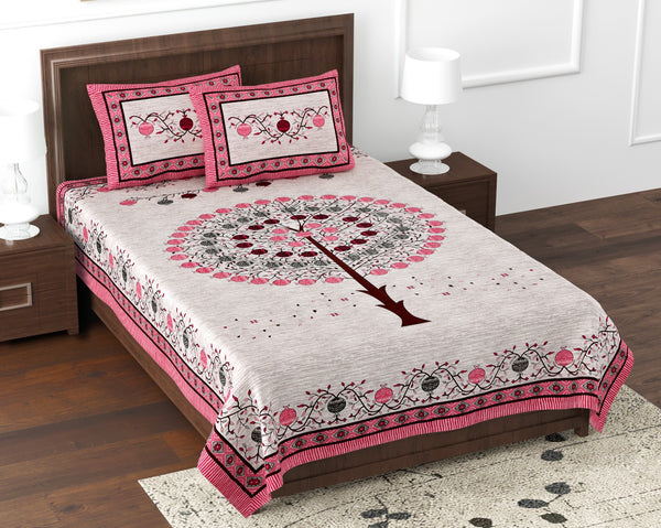 Pure Cotton Digital Print Single Bed Bedsheet With Pillow Cover