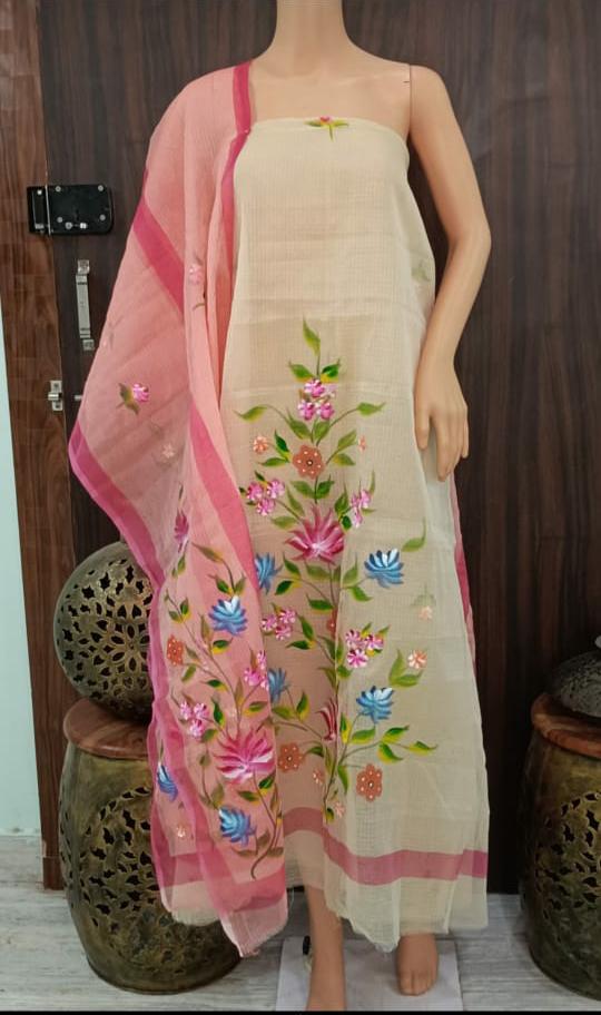 Pure Kota Doriya Suit With Embroidery Work Unstitched Suit