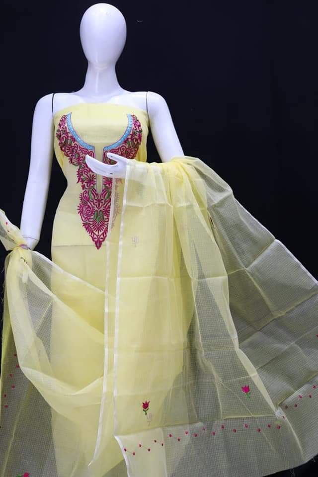 Pure Kota Doriya Suit With Embroidery Work Unstitched Suit