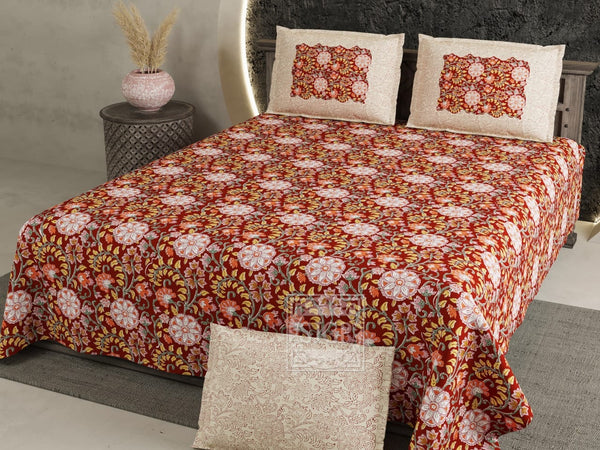 Pure Cotton Digital Print Jumbo Size Bedsheets (108''X 108'')With Pillow Cover