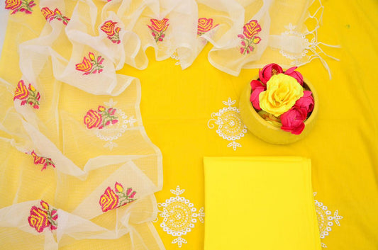 Pure Kota Doriya Suit With Embroidery Work Unstitched Suit