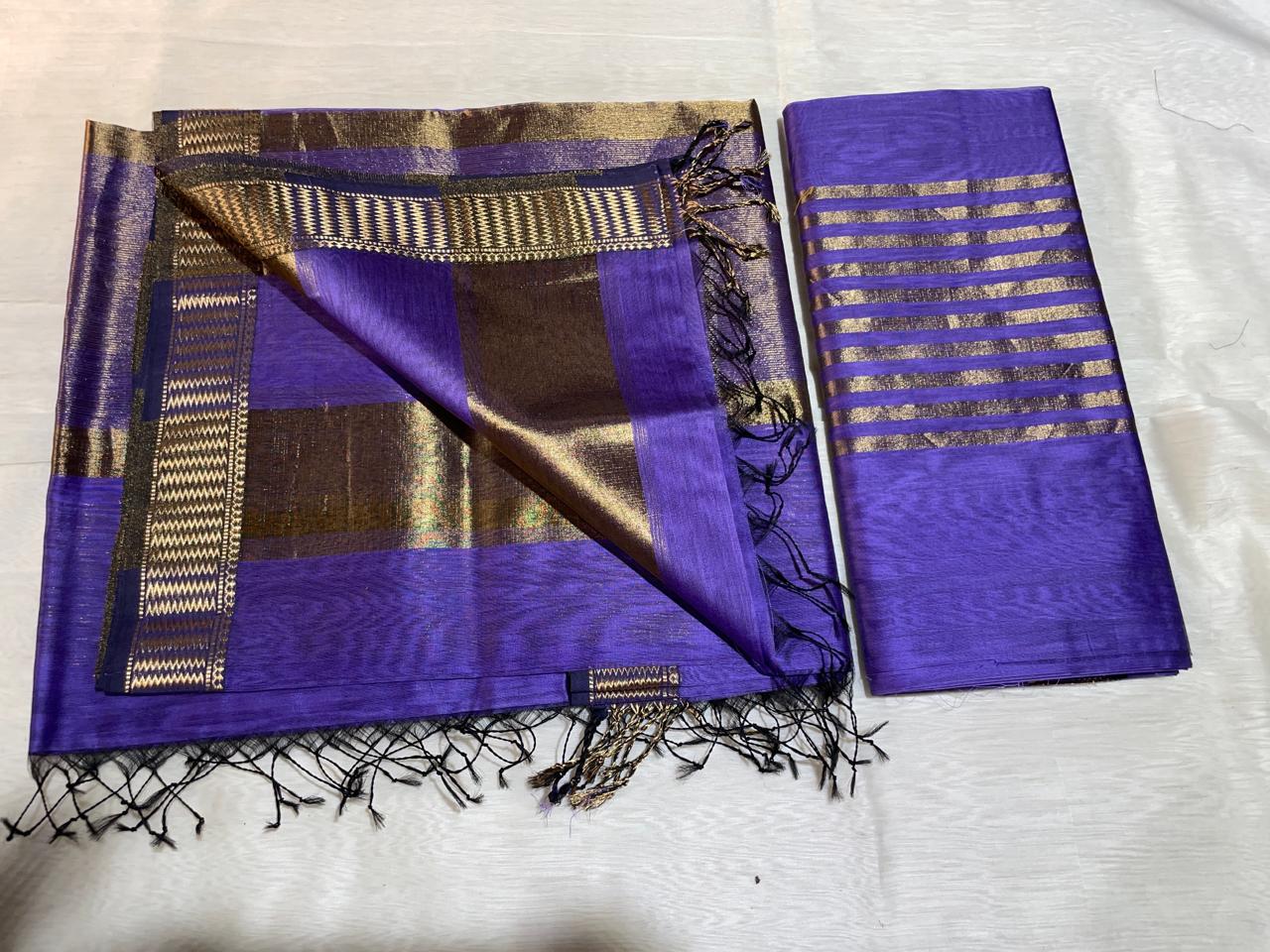 Pure Maheswari Silk Cotton Handwoven Unstitch Suit