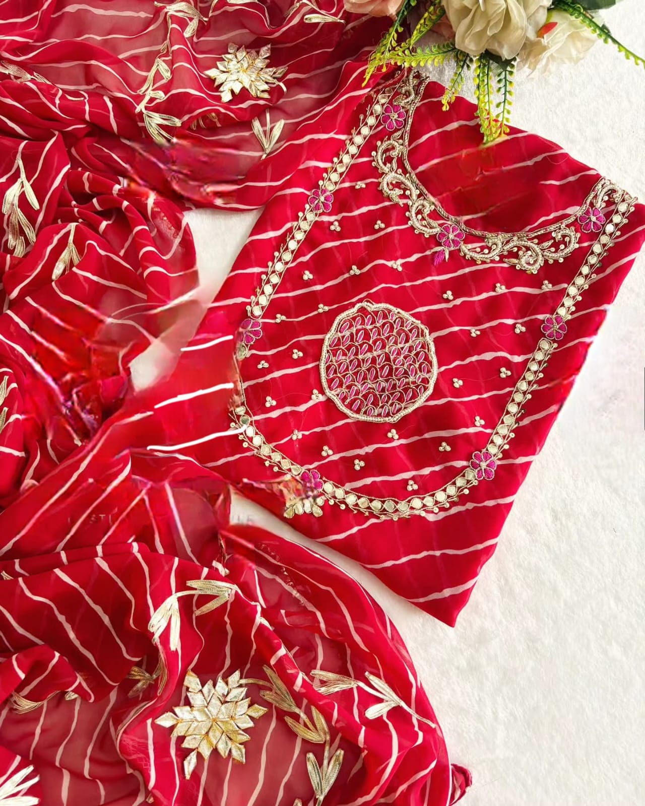 Pure Soft Georgette unstitched suit Zardogi Work With Dupatta