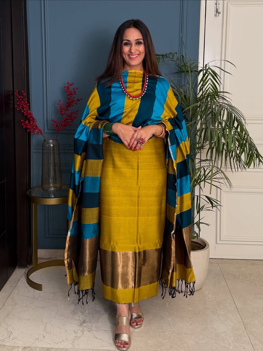 Pure Maheswari Silk Cotton Handwoven Unstitch Suit