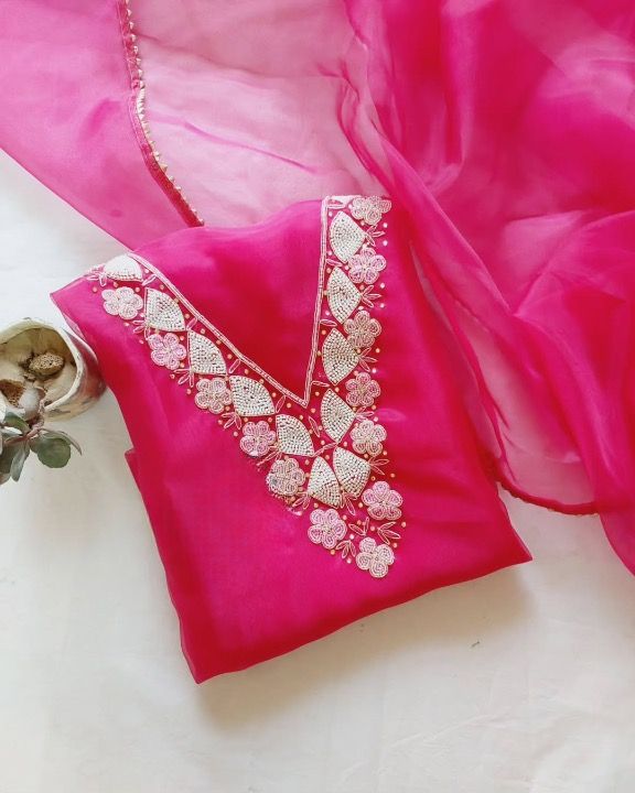 Pure Organza unstitched Suit With Gota Pati Work Dupatta