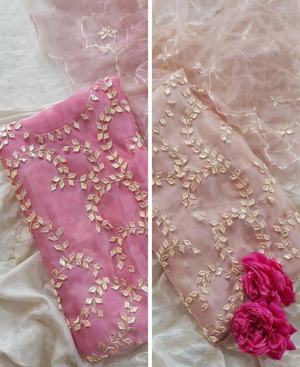 Pure Organza unstitched Suit With Gota Patti Work Dupatta