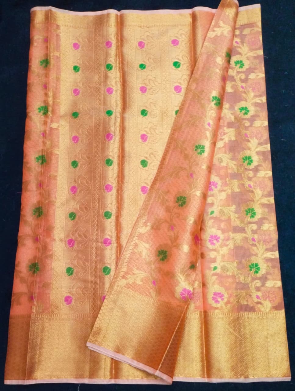 Kota Doria Saree With Tissue Kota Weaving Work