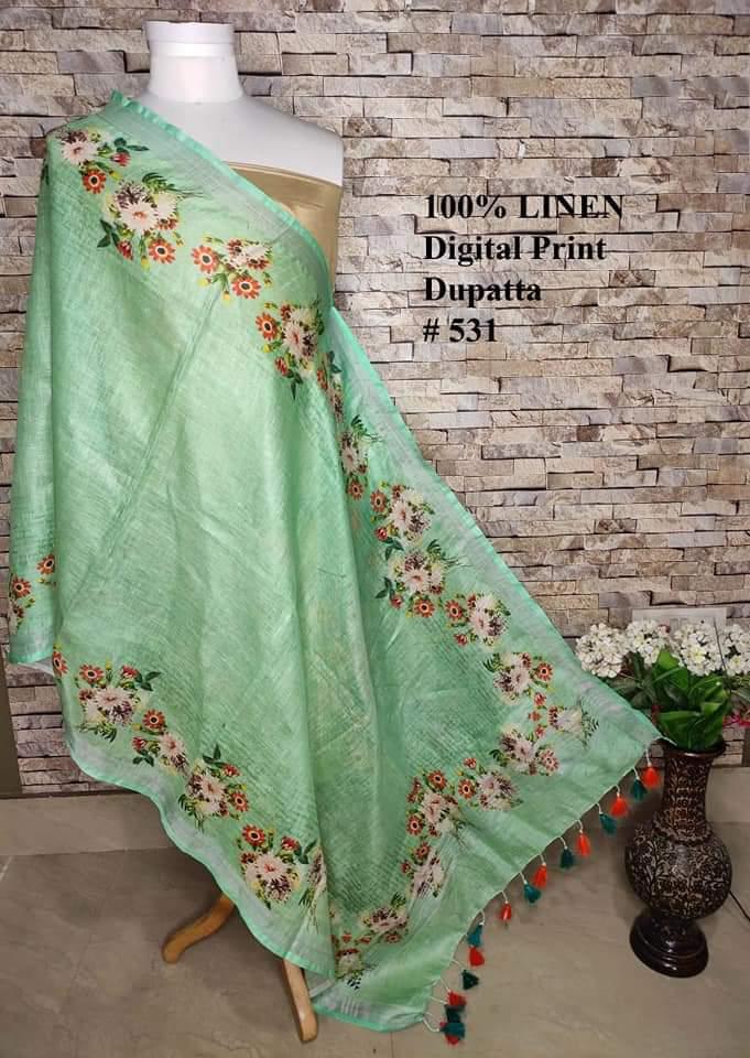 Pure Linen Digital Print Dupatta