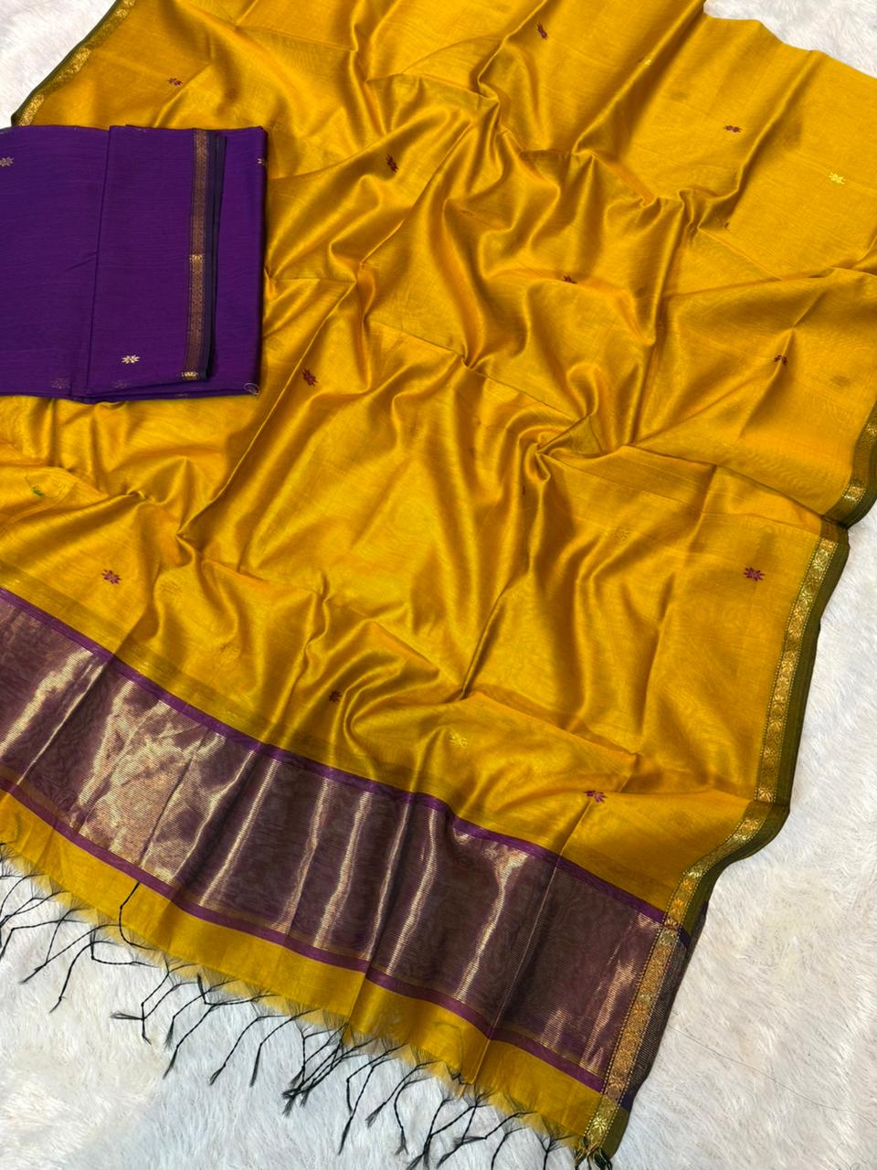 Pure Maheswari Silk Cotton Handwoven Unstitch Suit