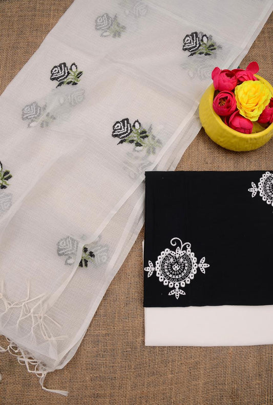 Pure Kota Doriya Suit With Embroidery Work Unstitched Suit