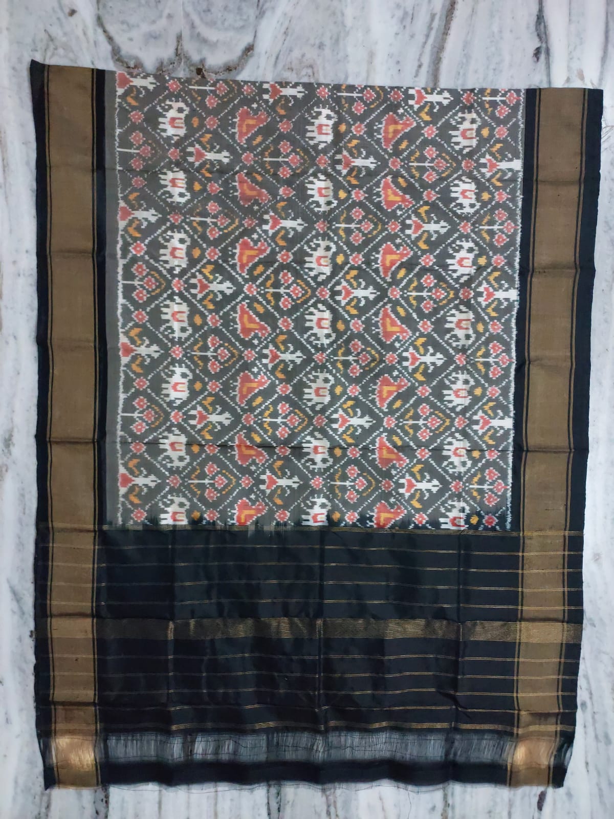 Pure Ikkat Mulberry Silk Sico Dupatta