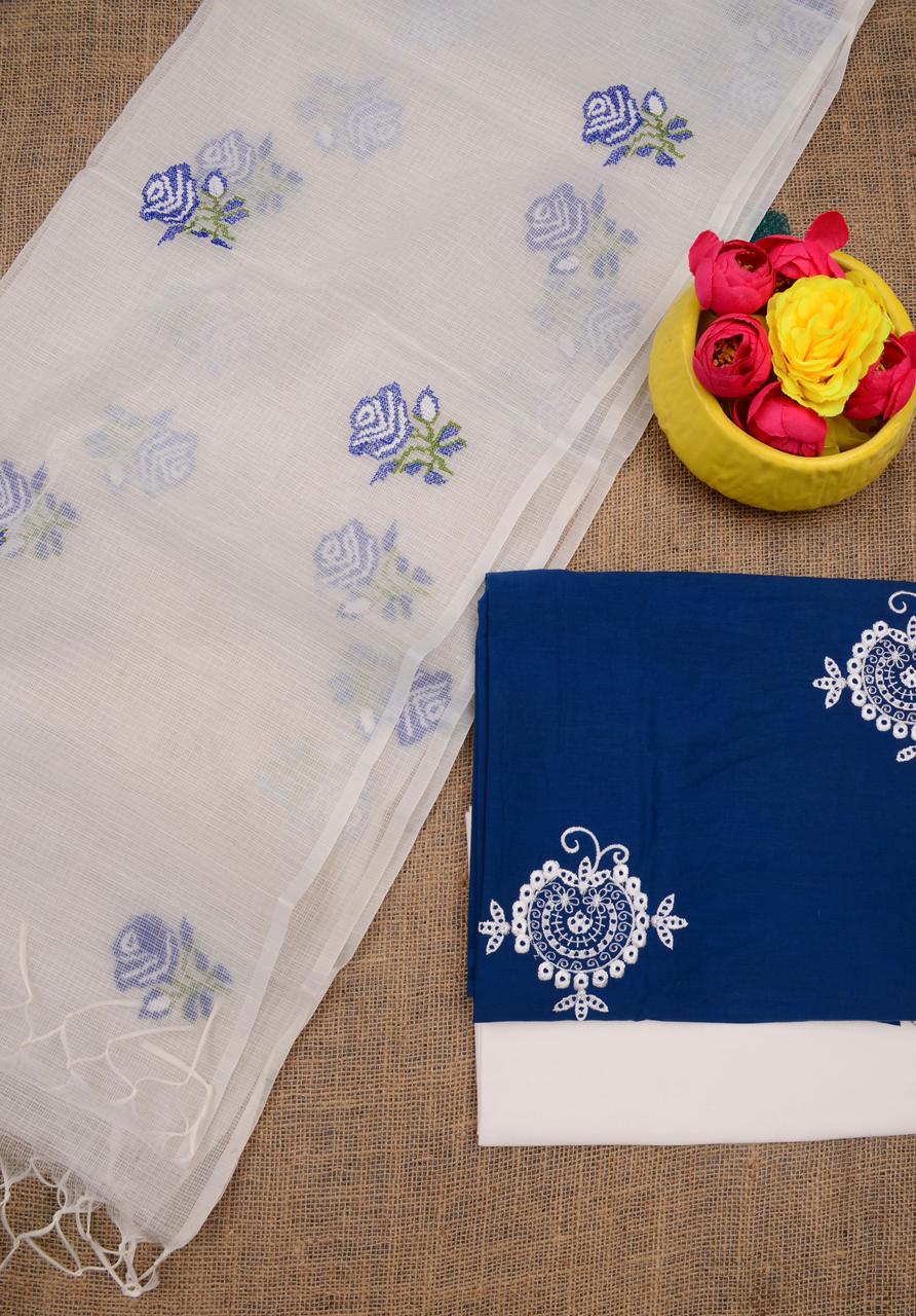 Pure Kota Doriya Suit With Embroidery Work Unstitched Suit