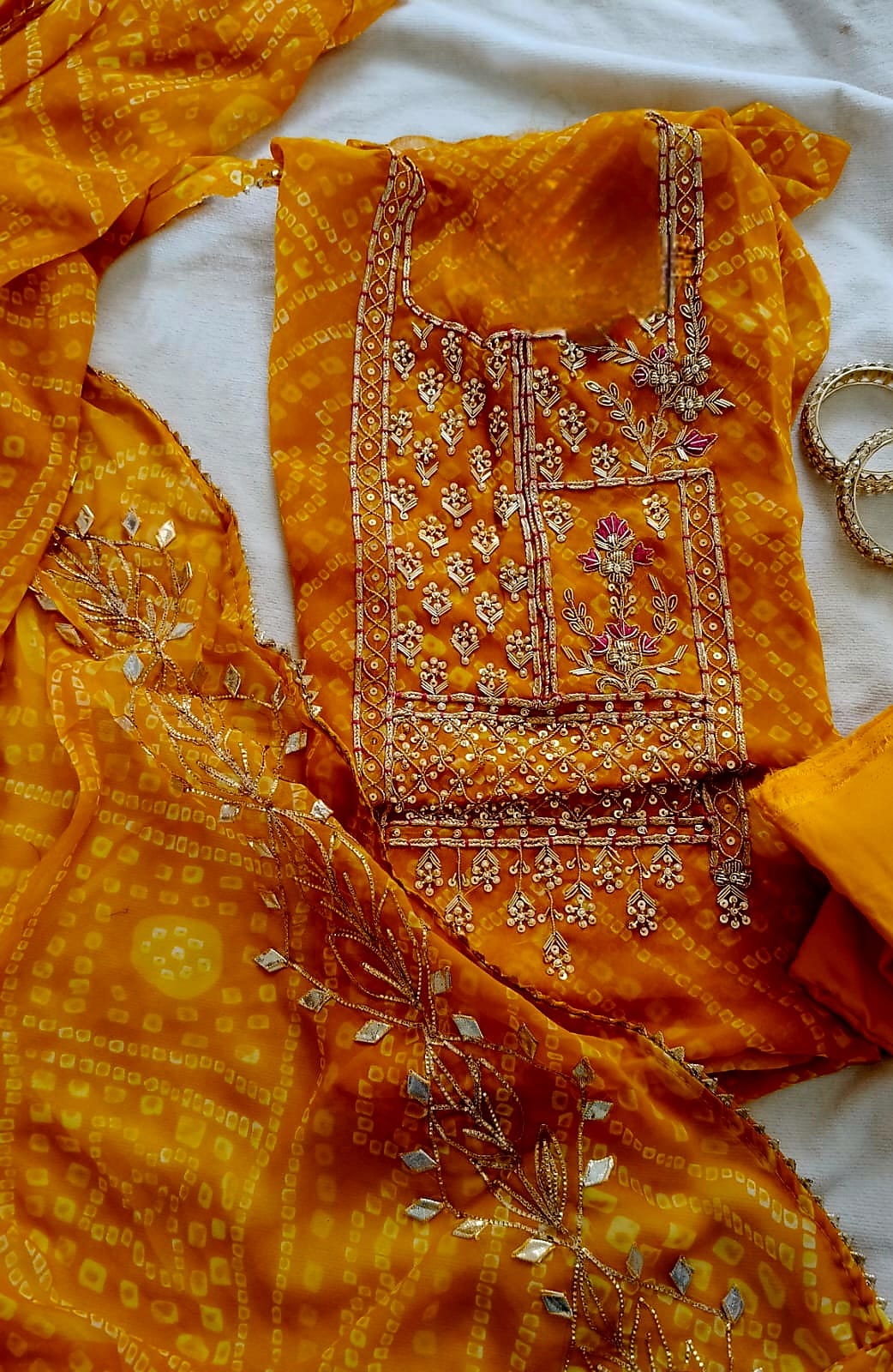 Pure Soft Georgette unstitched suit Zardogi Work With Dupatta