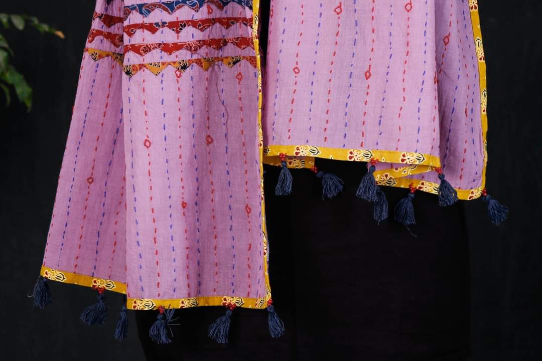 Rajasthani Pure Cotton Applique Work Dupatta