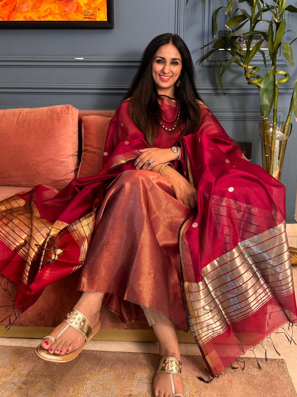 Pure Maheswari Silk Cotton Handwoven Unstitch Suit