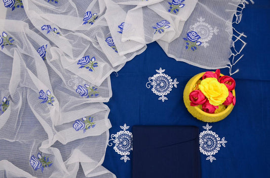 Pure Kota Doriya Suit With Embroidery Work Unstitched Suit