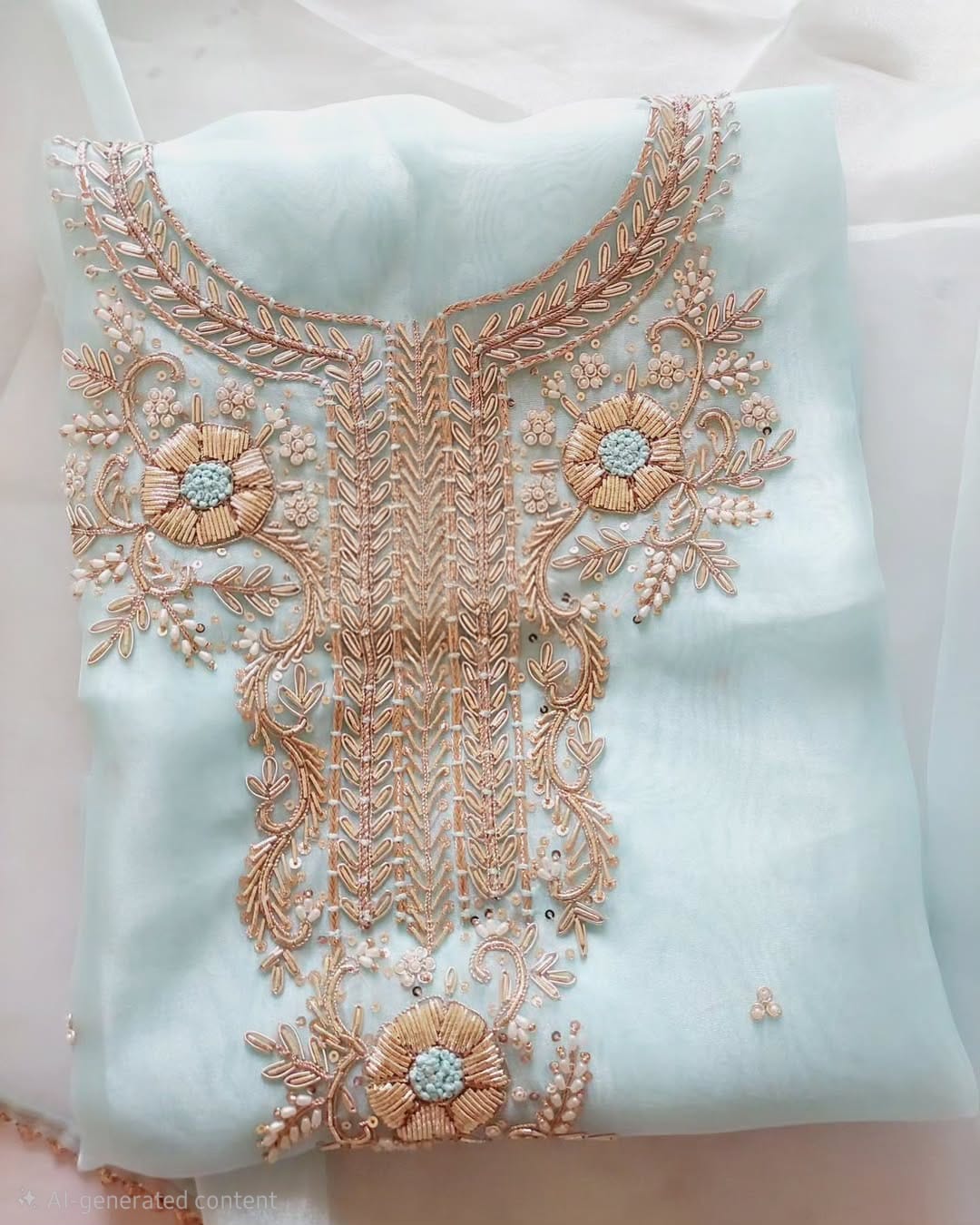 Pure Organza unstitched Suit With Zardozi Work Dupatta