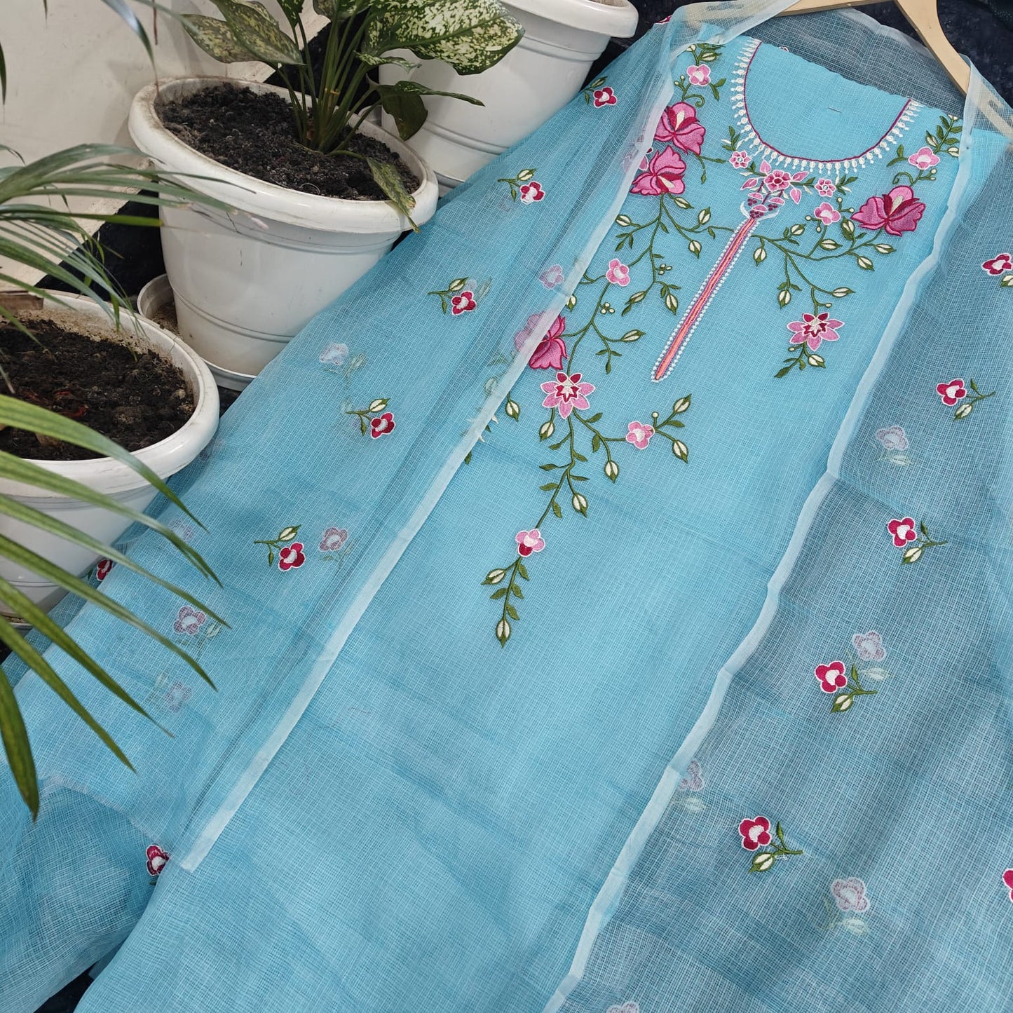 Pure Kota Doriya Suit With Embroidery Work Unstitched Suit