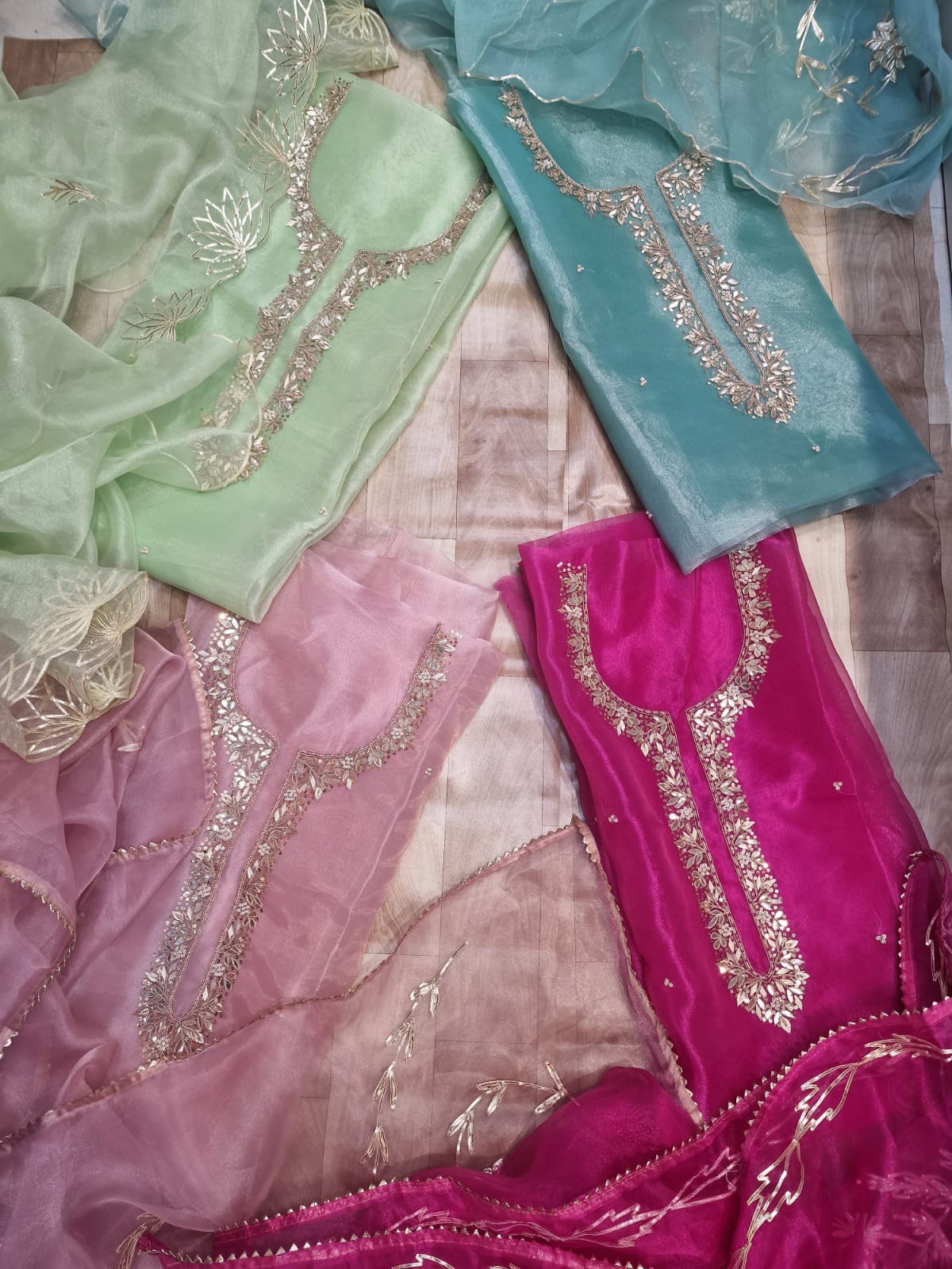 Pure Organza unstitched Suit With Gota Pati Work Dupatta