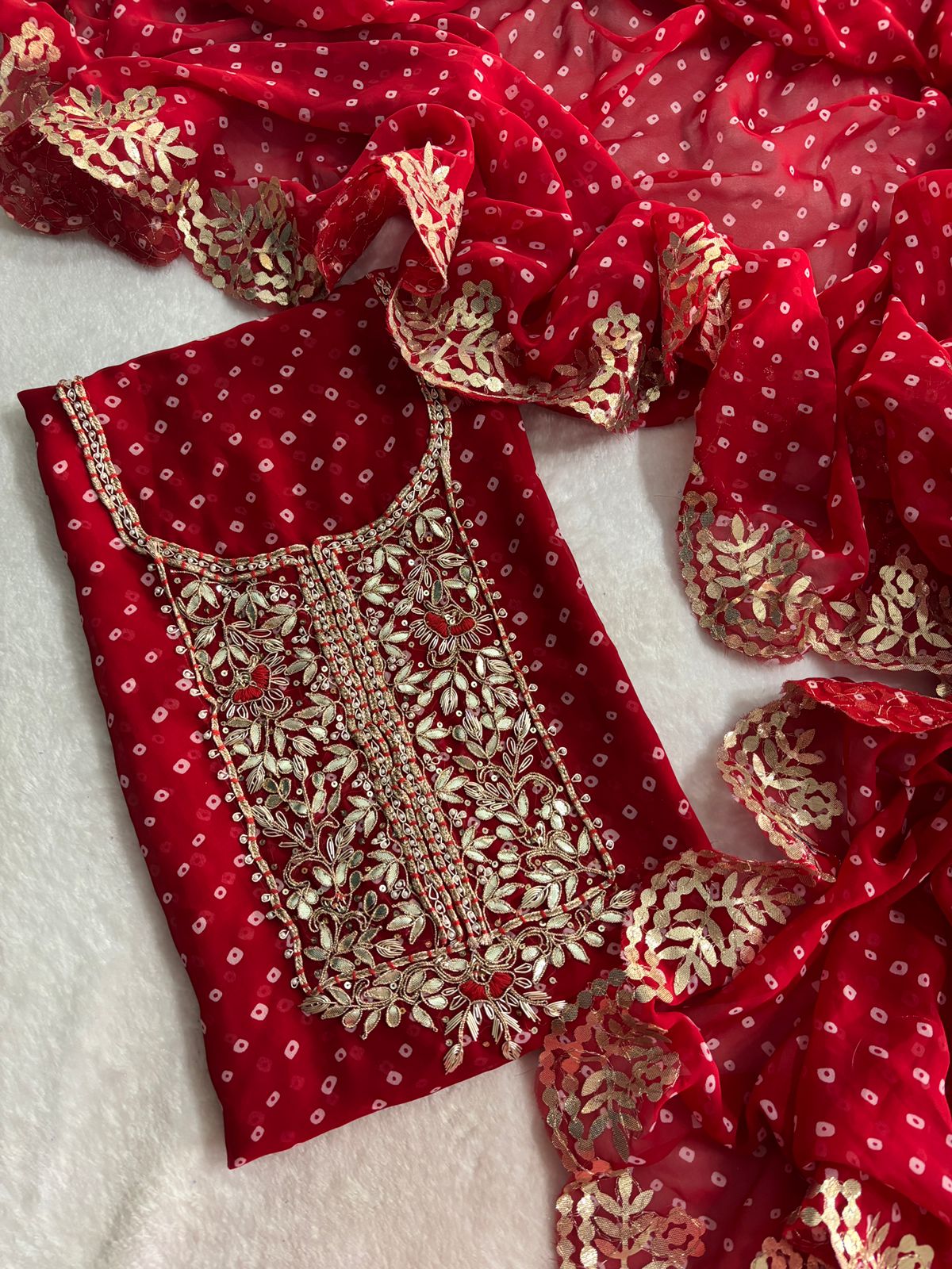 Pure Soft Georgette unstitched suit Zardogi Work With Dupatta