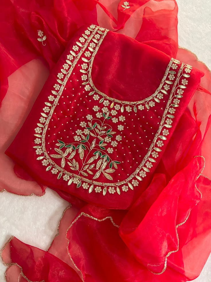 Pure Organza unstitched Suit With Gota Pati Work Dupatta