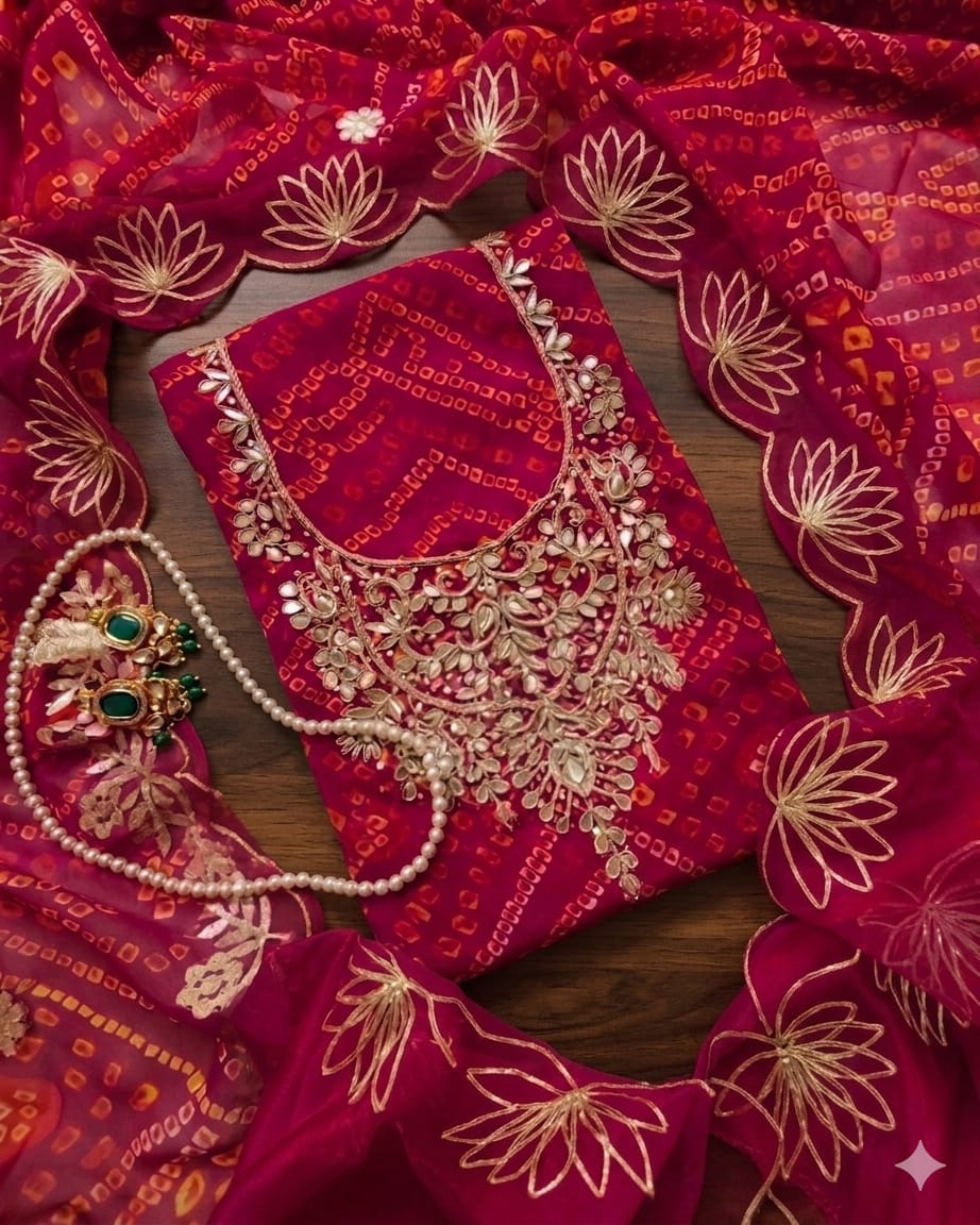 Pure Soft Georgette unstitched suit Zardogi Work With Dupatta