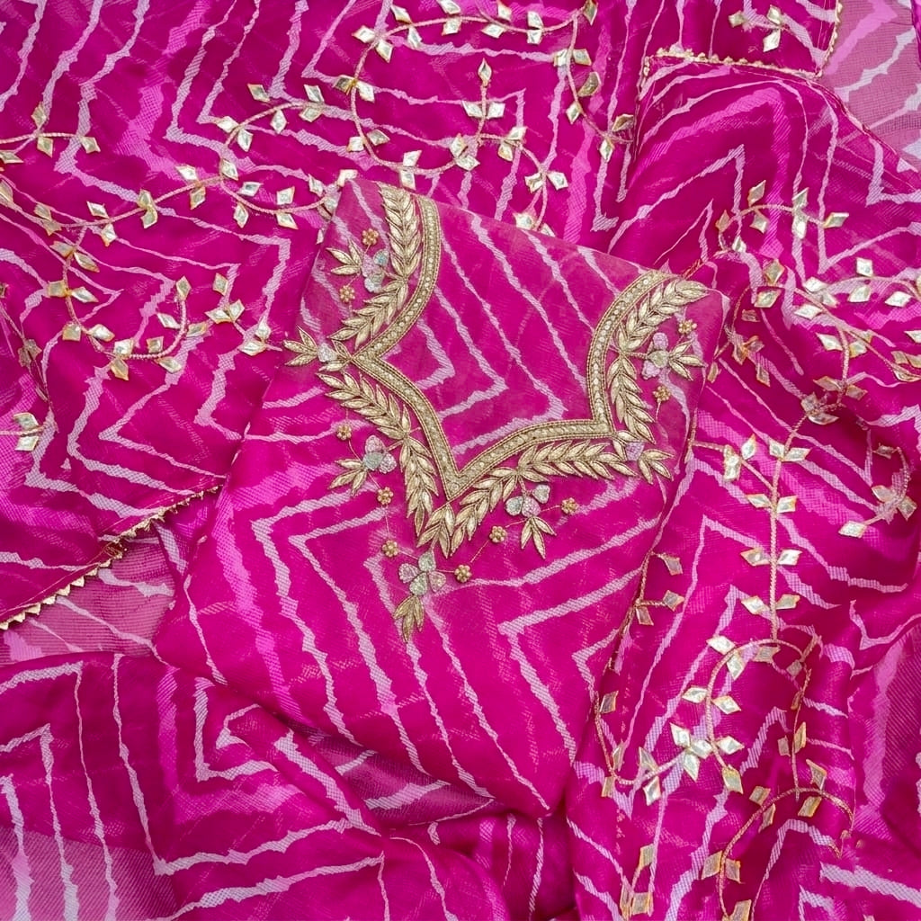 Pure Kota Doriya Lehariya Gotta Work Unstitch Suit With Lehariya Gotta Patti Work Duppata (Copy)