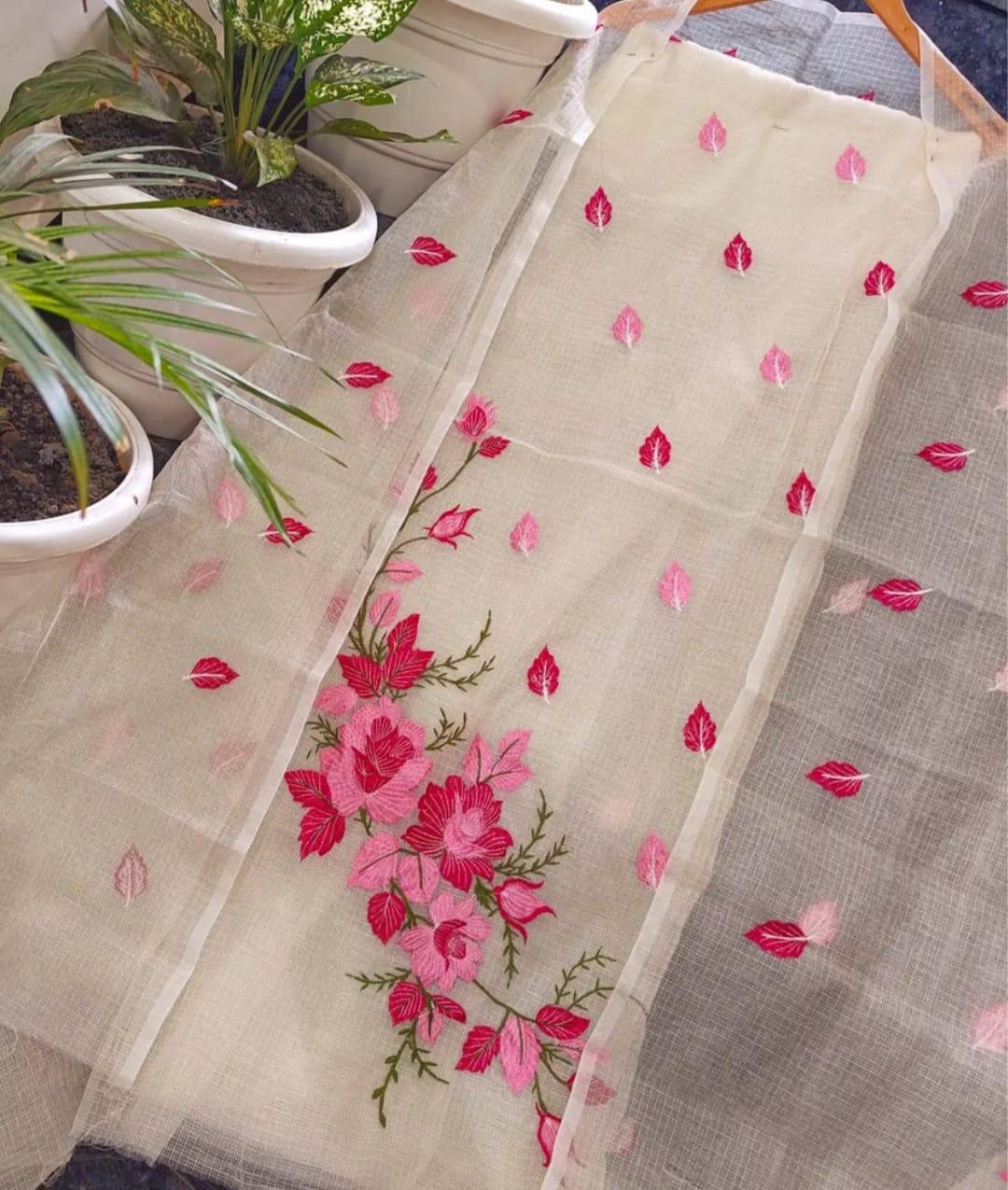 Pure Kota Doriya Suit With Embroidery Work Unstitched Suit