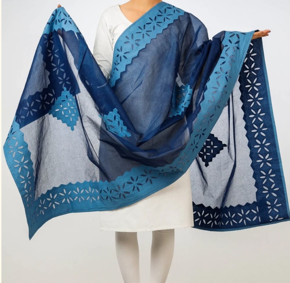 Rajasthani Pure Cotton Applique Work Dupatta