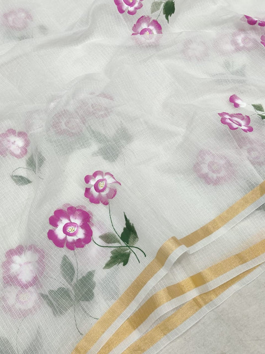 Kota Doria Saree With Gota Patti Work