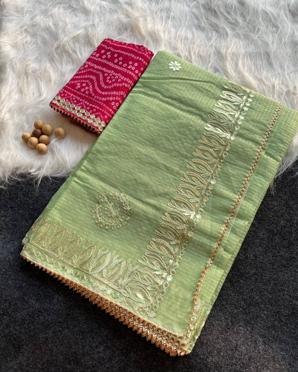 Kota Doria Saree with Gota Patti Work