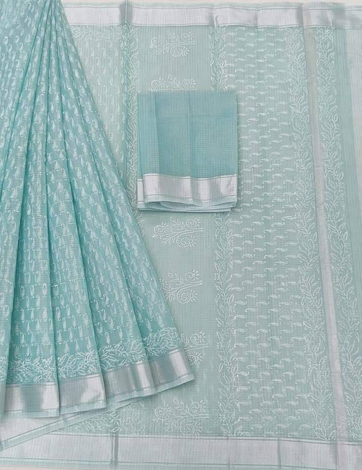 Hand Block Print Kota Doria Saree with Blouse