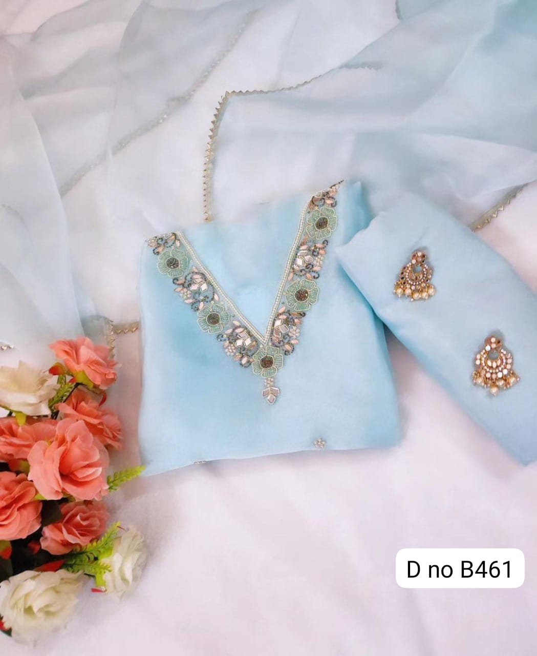 Pure Organza unstitched Suit With Gota Pati Work Dupatta