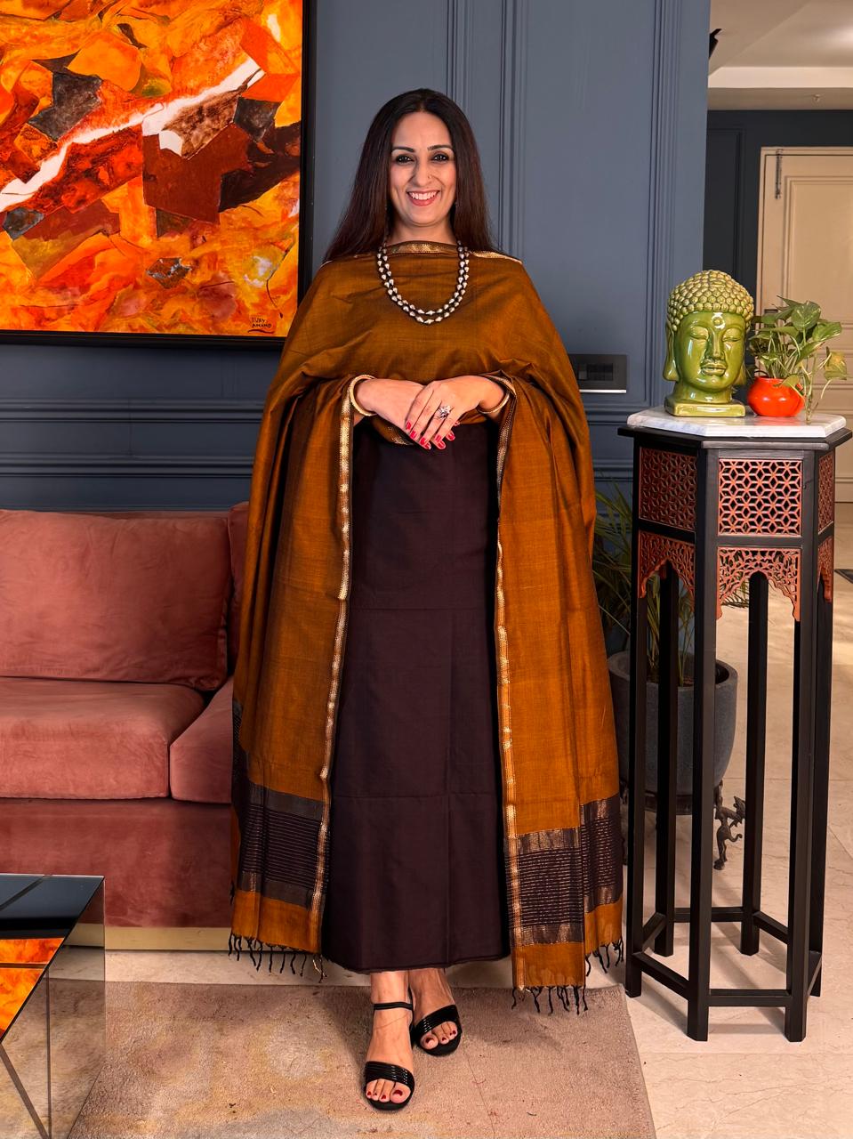 Pure Maheswari Silk Cotton Handwoven Unstitch Suit