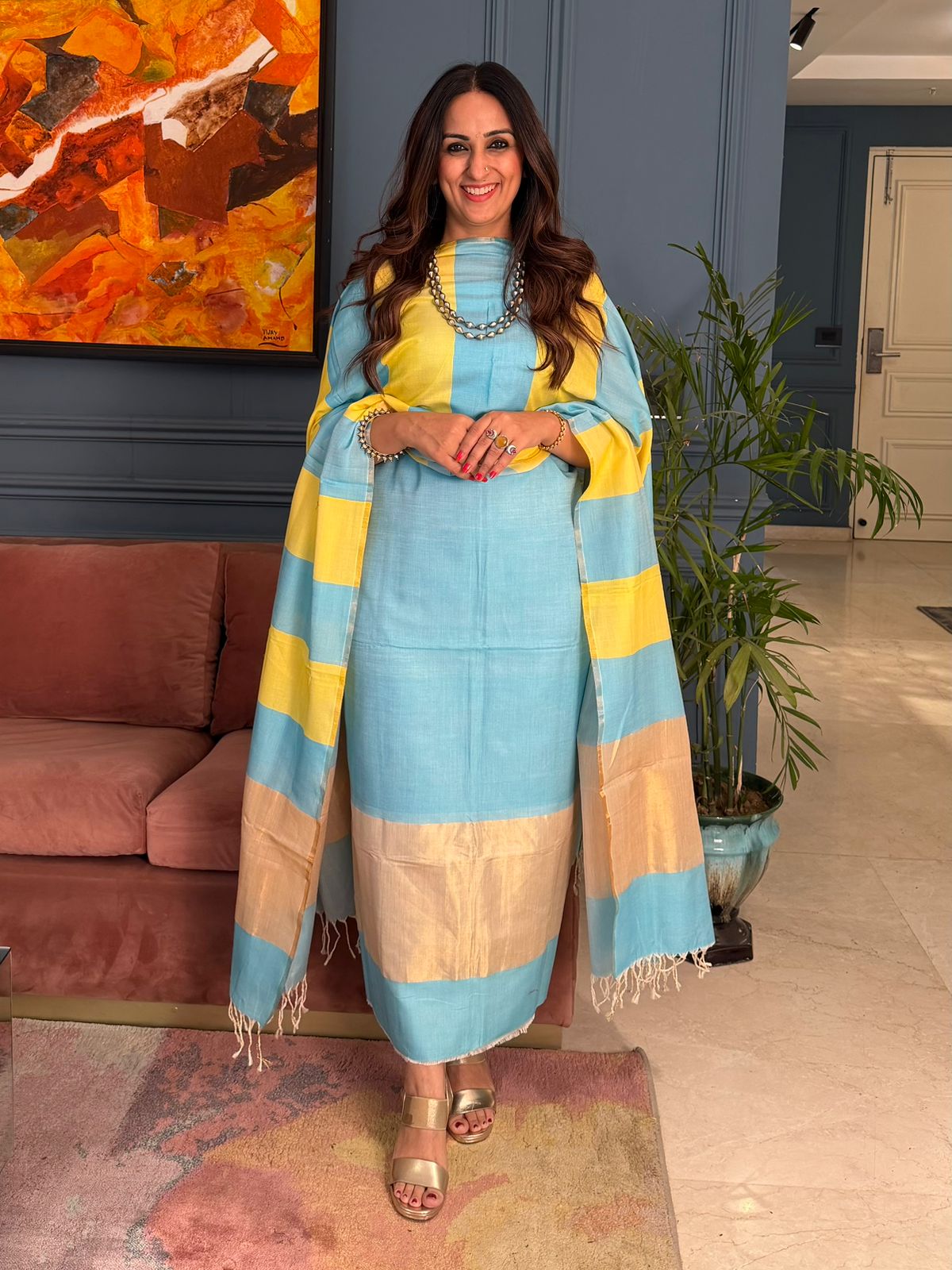 Pure Maheswari Silk Cotton Handwoven Unstitch Suit