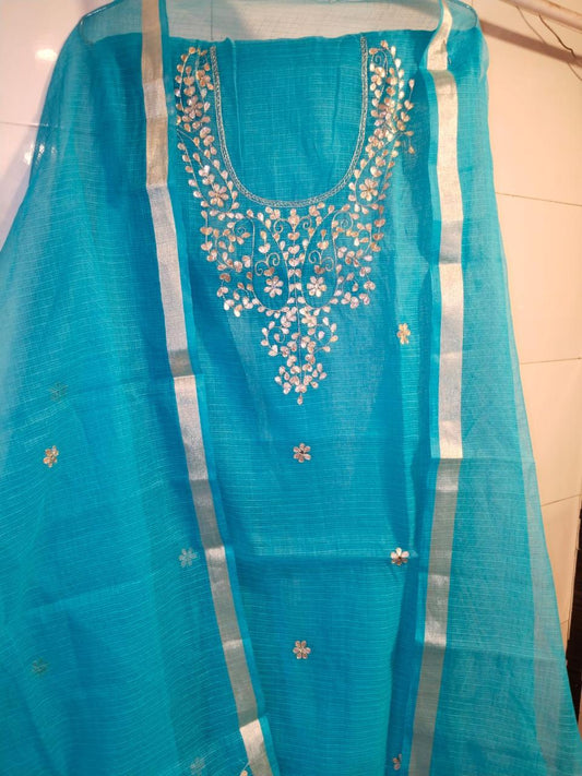 Pure Kota Doriya Gotta Work Unstitch Suit With Gotta Patti Work Duppata