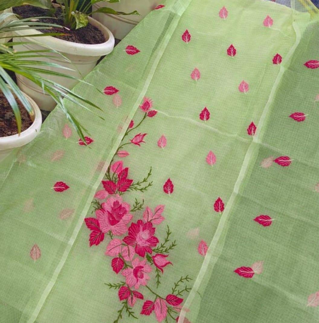 Pure Kota Doriya Suit With Embroidery Work Unstitched Suit