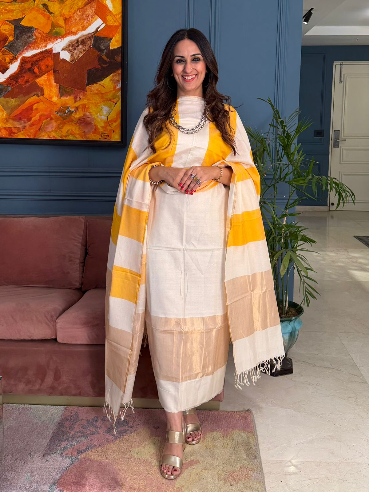 Pure Maheswari Silk Cotton Handwoven Unstitch Suit