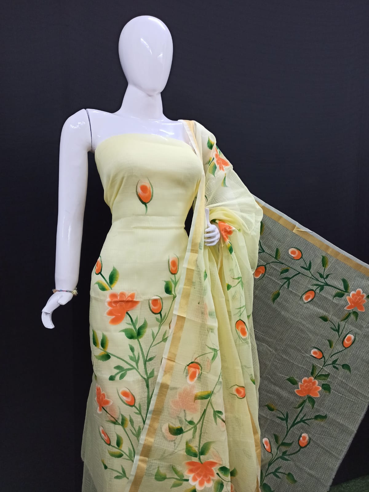 Pure Kota Doriya Suit With Embroidery Work Unstitched Suit