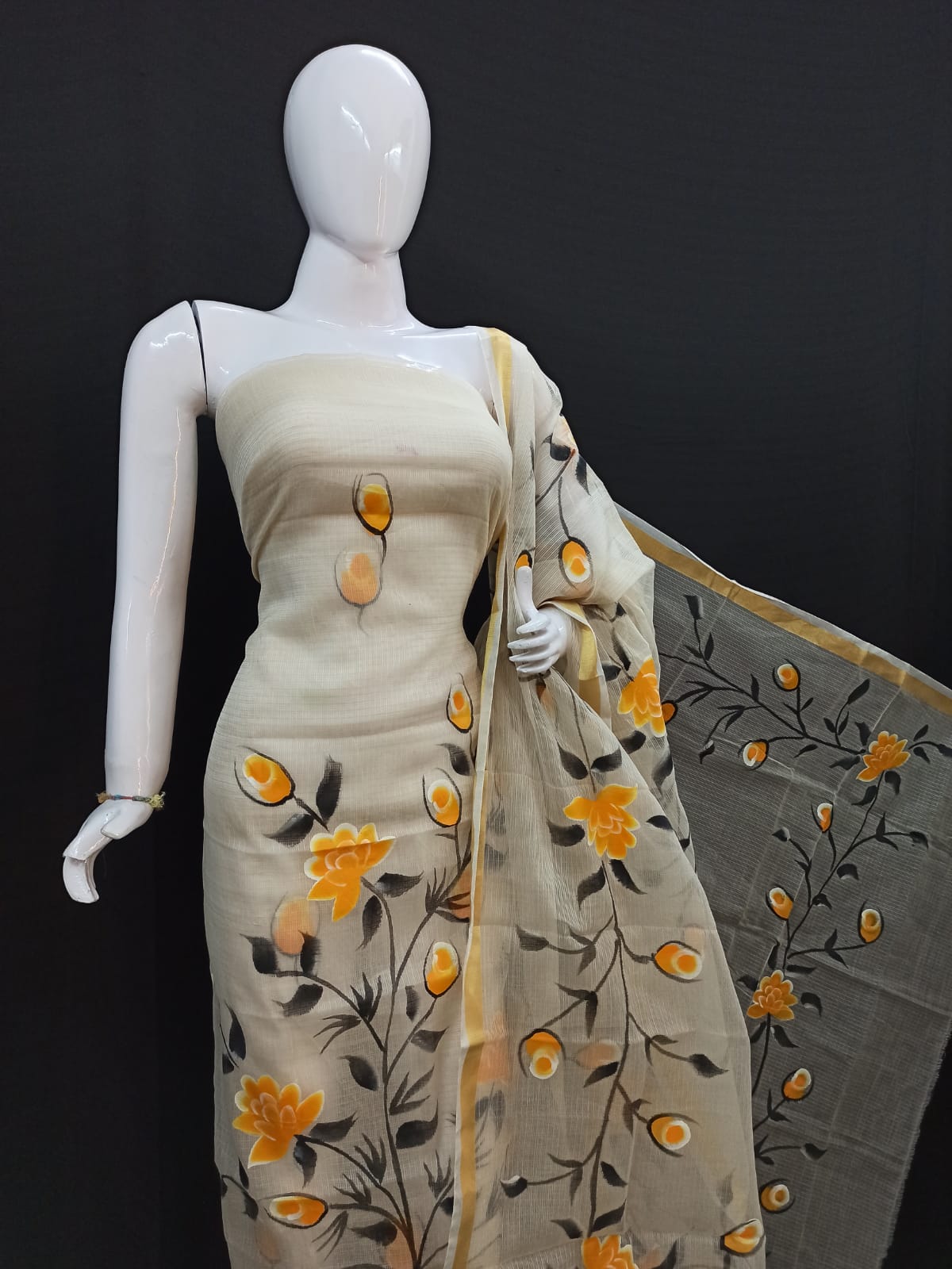 Pure Kota Doriya Suit With Embroidery Work Unstitched Suit