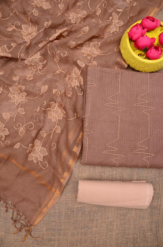 Pure Kota Doriya Suit With Embroidery Work Unstitched Suit